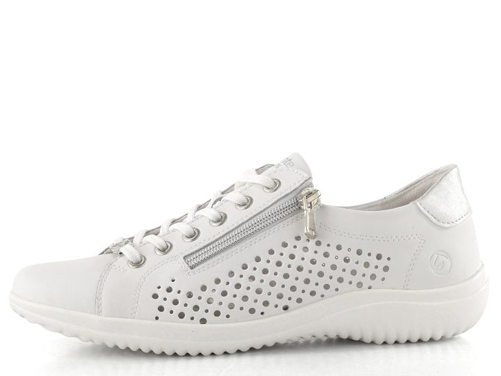 Remonte bílé prořezávané polobotky se zipem D1E08-80