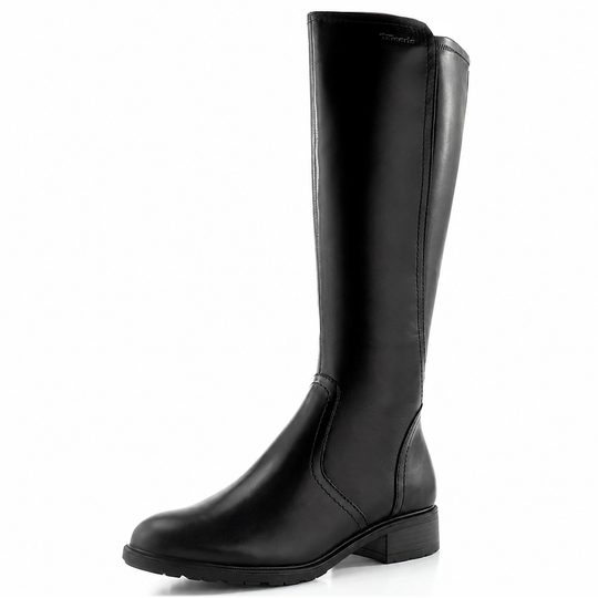 Tamaris hladké kožené kozačky black 1-25550-47