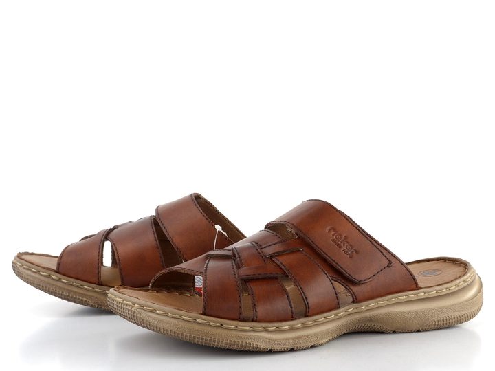 Rieker pánské pantofle s páskem na suchý zip sv. hnědé 21473-24