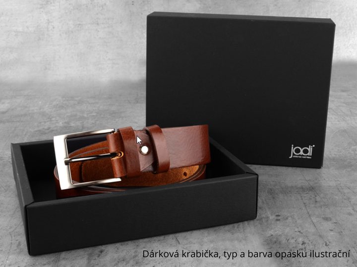 Černý kožený opasek s obdélníkovou sponou 32 mm