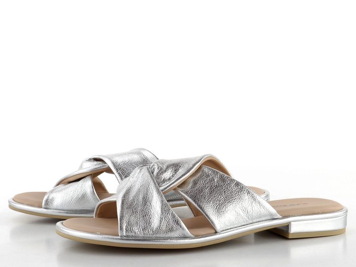 Caprice metalické pantofle Silver 9-27100-42