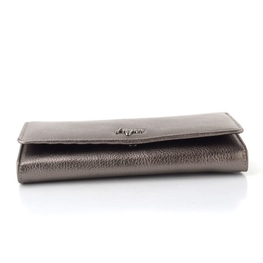 Kožená menší peněženka se zápinkou dk. silver LG059M