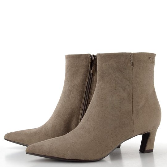 Tamaris elegantní textilní kotník na podpatku taupe 1-25383-47