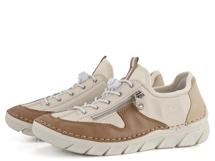 Rieker prozouvací polobotky s olivkou béžové kombi 55064-60