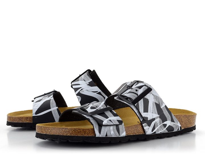 BIO Life pantofle fuzbetové černo-bílé 2011.69/816