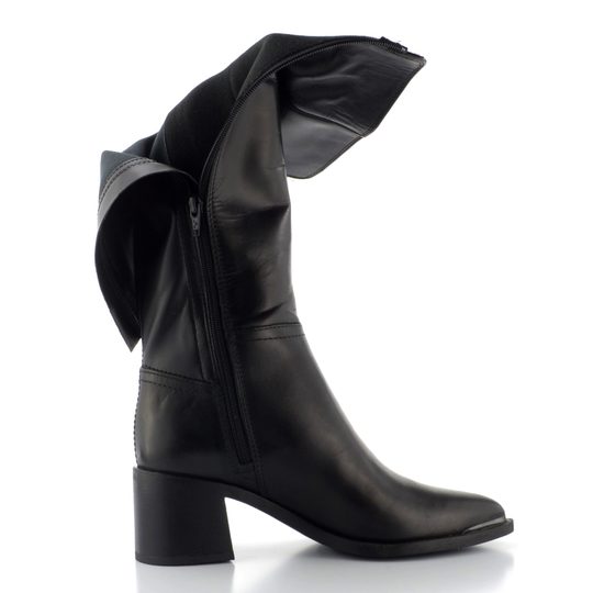 Tamaris hladké kozačky na podpatku black 1-25540-45