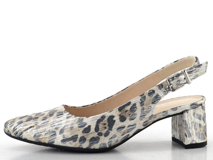 Gabor metalické lodičky so vzorom a voľnou pätou bianco 82.260.91