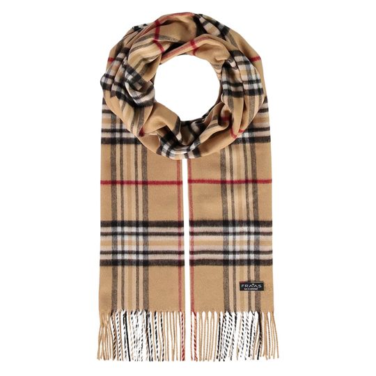 Fraas kašminkový šál s károvaným vzorem camel 625391-180