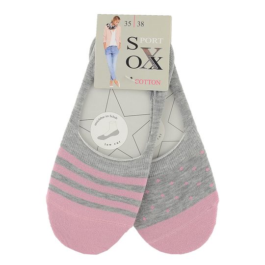 Dámske bavlnené ponožky low cut ružové/šedé