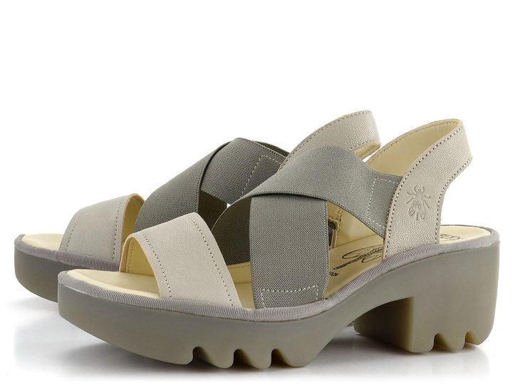 Fly London páskové sandály na podpatku šedé Taji P501502004