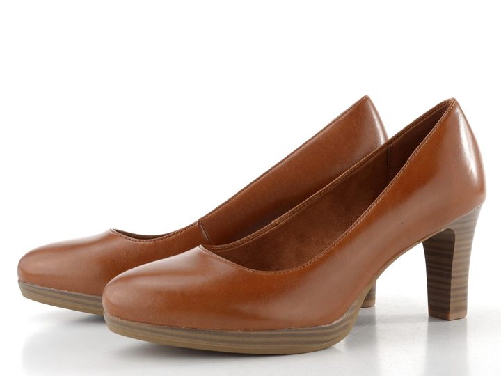Tamaris kožené hladké lodičky Cognac 1-22410-41