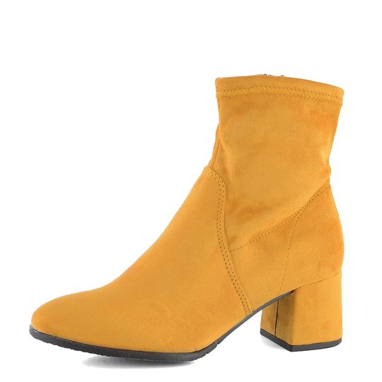 Tamaris elegantná členková obuv s potiahnutým podpätkom Mustard 1-25061-25