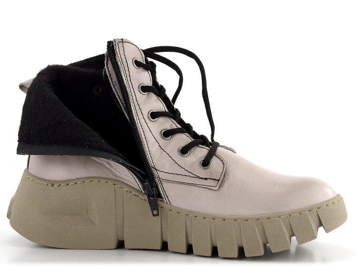 Karyoka dámský šněrovací kotník s kapsičkou béžový 3304-483