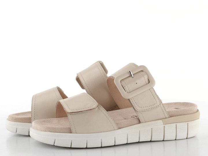 Caprice kožené pantofle s vyměnitelnou stélkou Cream Perlato 9-27203-44