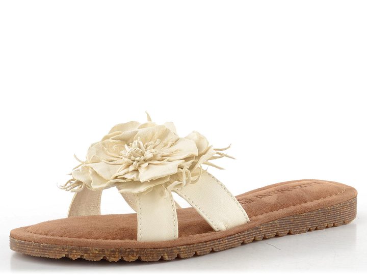 Lazamani pantofle se střapatou květinou Zinnia offwhite LA33765