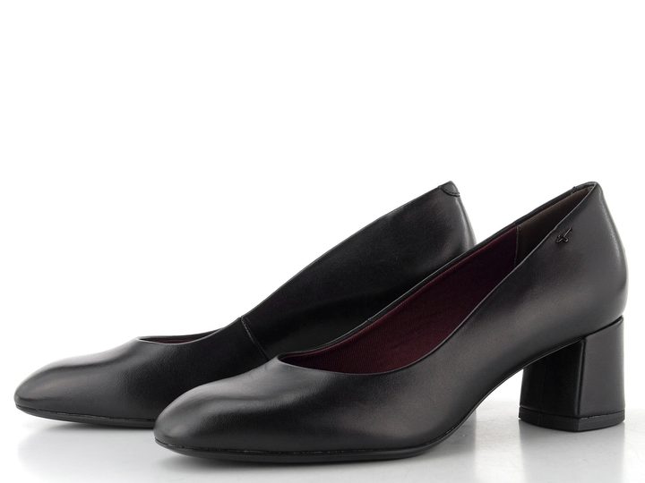 Tamaris lodičky se širokým podpatkem black leather 1-22437-47