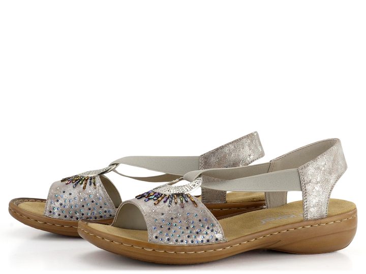 Rieker metalické sandále s gumičkou Rose-Metallic 60880-90