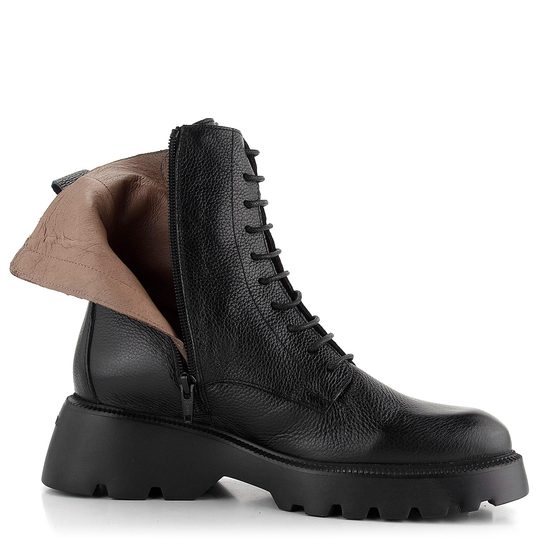 Wonders šněrovací kotník na platformě Negro C-7205