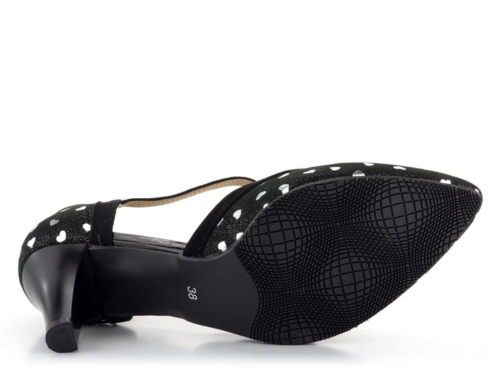 Barton čierne lodičky so striebornou potlačou