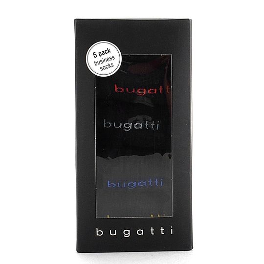 Bugatti hladké ponožky černé 5 pack business socks 6260X