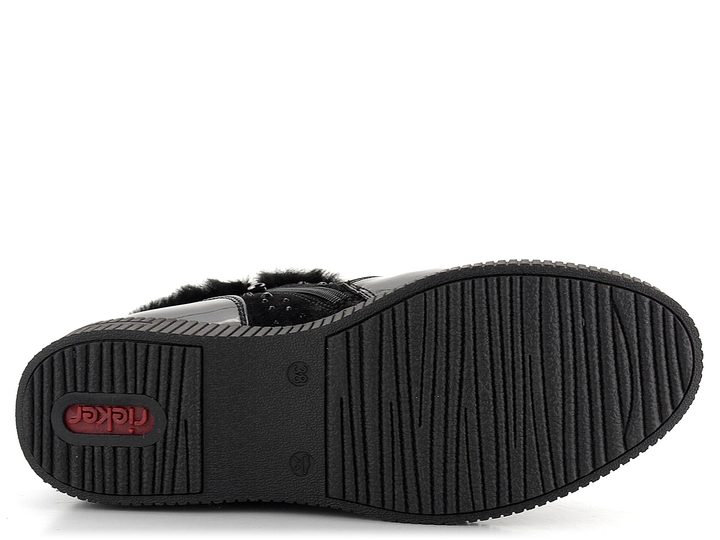 Rieker lakovaná členková obuv čierna 93312-00