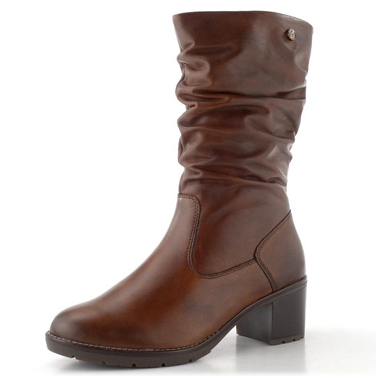 Remonte polokozačky na podpatku chestnut D2A79-22