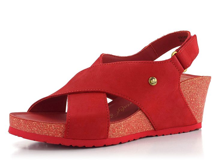 Panama Jack sandály na klínku červené Valeska Basics B4