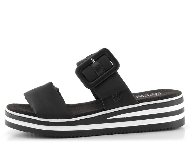 Rieker černé pantofle na klínku V0299-00