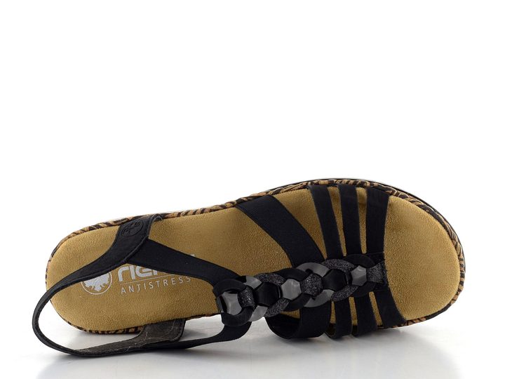 Rieker sandále na platforme čierne V3902-00