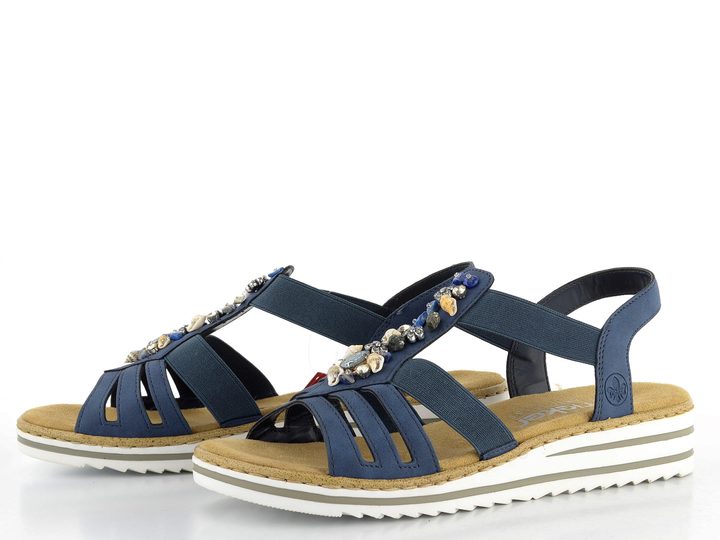 Rieker sandále na kline Jeans V0649-14