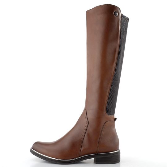 Caprice hnědé kozačky XL Shaft Cognac Comb 9-25523-41