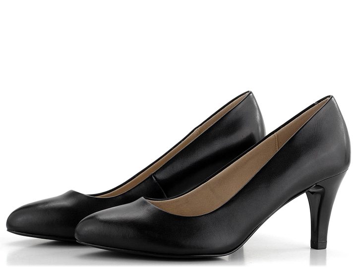 Caprice černé kožené lodičky 9-22405-42