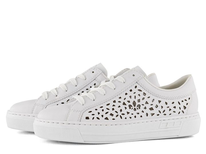 Rieker biele sneakers tenisky s vypaľovaným vzorom L8831-80