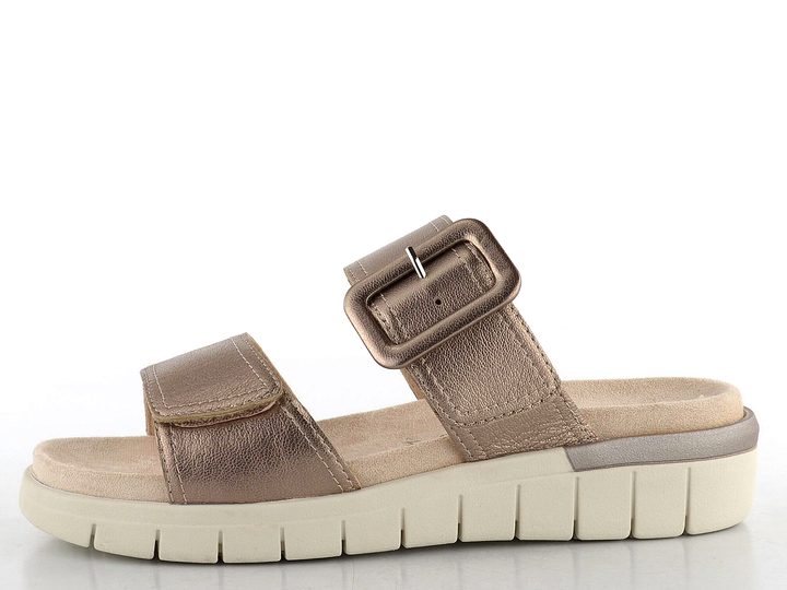 Caprice kožené pantofle s vyměnitelnou stélkou Taupe Metallic 9-27203-44