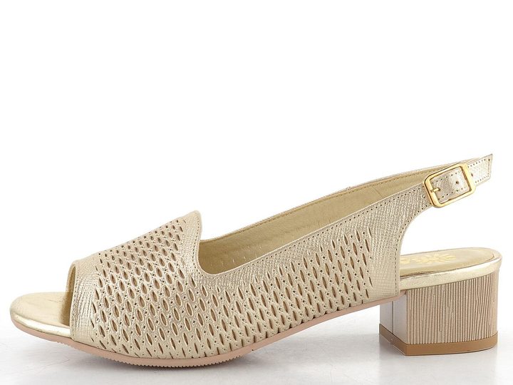 Barton metalické sandály na podpatku světle zlaté 25142