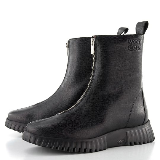 Wonders hladký kožený kotník negro A-4403