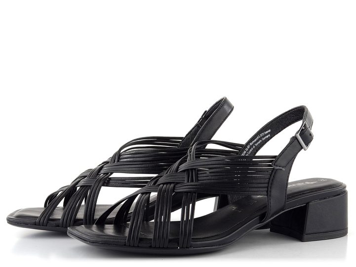 Tamaris čierne sandále s kríženými pásikmi 1-28248-20