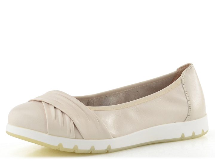 Caprice širší kožené baleríny Off white 9-22118-44