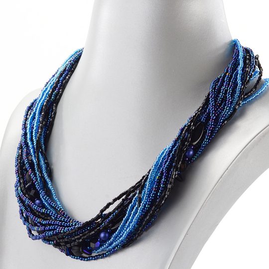 Náhrdelník rokajl modrý/čierny