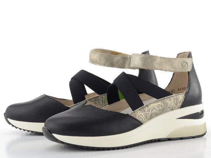 Remonte otevřené polobotky s plnou špičkou a patou černé D2411-03