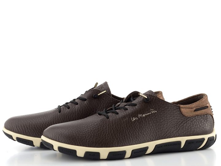TBS kožené prozouvací tenisky chocolat/bronze Jazlace M7M65