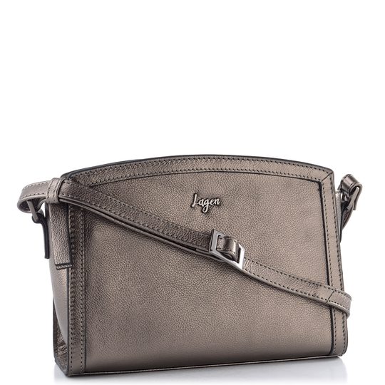 Dámská menší kožená kabelka dk. silver LG025M