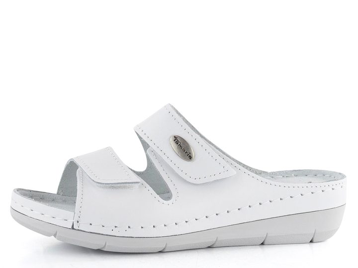 Tamaris fuzbetové pantofle White Leather 1-27510-41