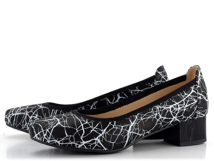 Barton dámské lodičky černé s bílým vzorem R2417