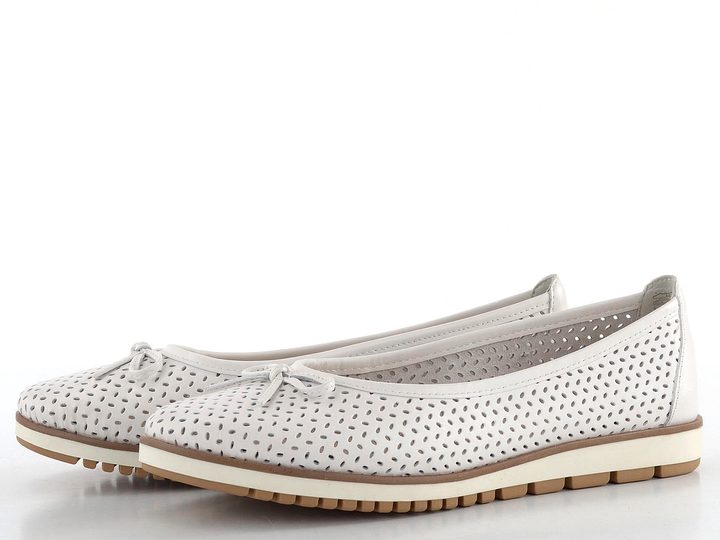 Tamaris baleríny s prerezávaným vzorom White Leather 1-22121-42