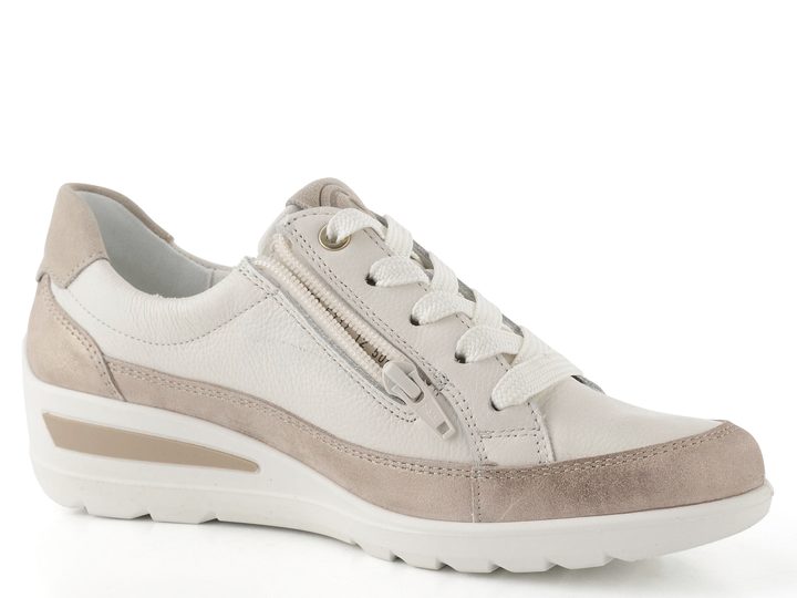 Ara širší šněrovací polobotky na klínu Zürich shell/cream/beach 12-50601-09