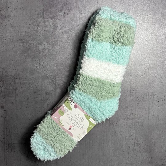 Dámské hebké žinylkové domácí ponožky 2 páry mátová/pruh