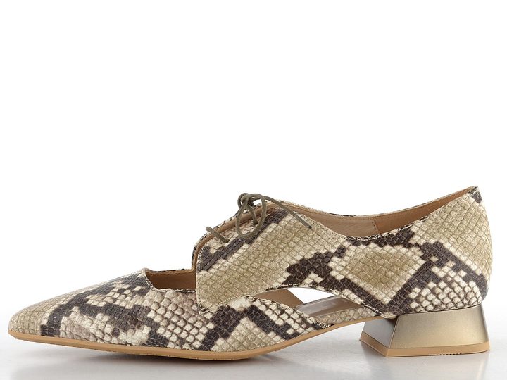 Hispanitas otevřené šněrovací polobotky na podpatku Taupe HV253858