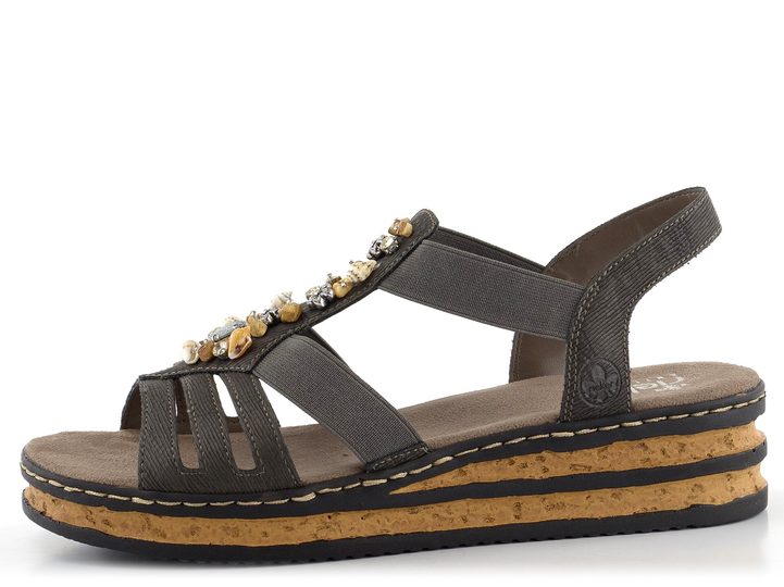 Rieker šedé sandále na kline 62949-45