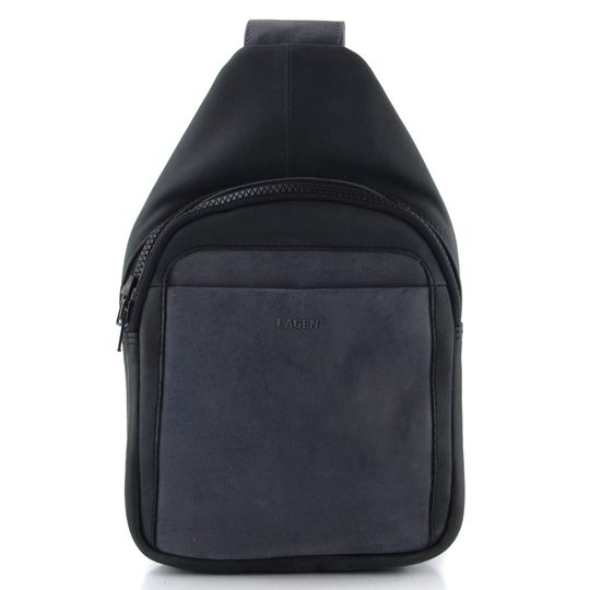 Kožený batoh s jedním popruhem černý/tmavě modrý BLC-23-2663